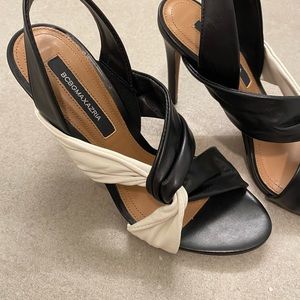 Black and white leather BCBGmaxariza heels